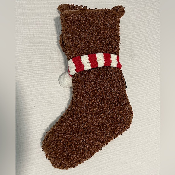 FAO Schwarz, Brown, Curly Plush Rudolph the Red Nosed Reindeer Stocking - Picture 2 of 3